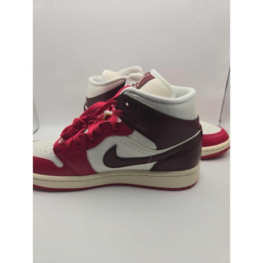 Women's Jordan 1 Mid Sail/Dark Team Red (BQ6472 119) Size 8 New In Box
